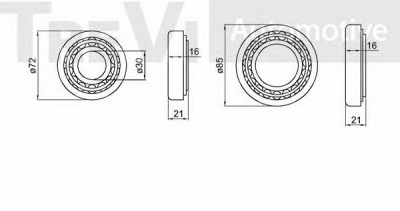TREVI AUTOMOTIVE wb1516 -  Комплект подшипника ступицы колеса